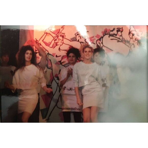 VTG 80s Alto Ego white french terry top tee shirt new wave retro street wear OS - Picture 11 of 15